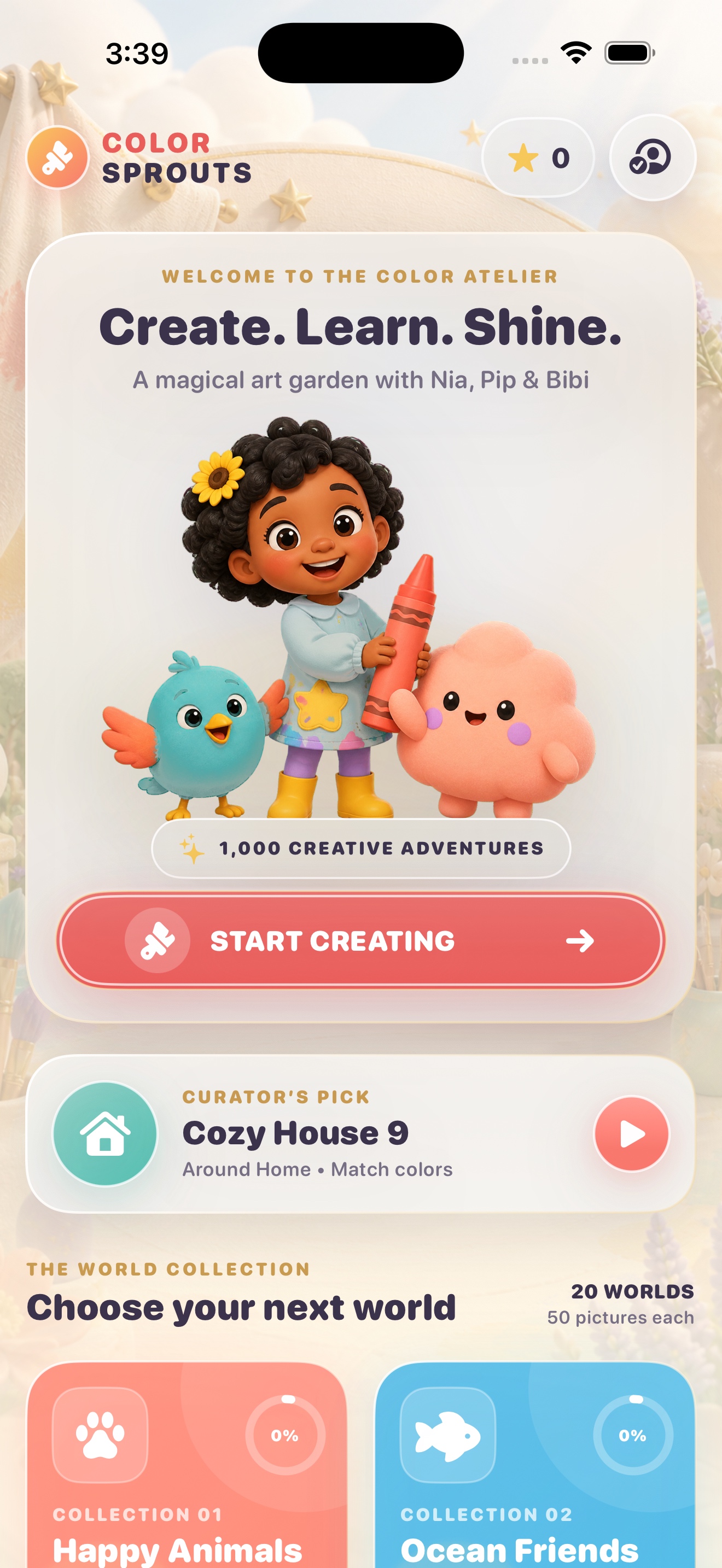 Color Sprouts premium home screen